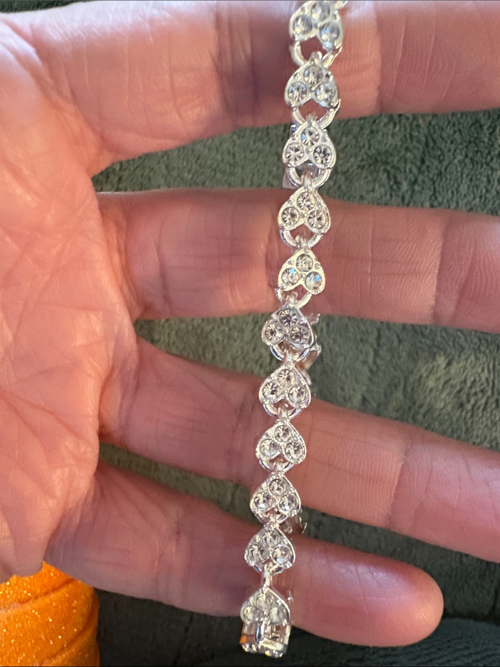 Silver Crystal Heart Link Bracelet - Sparkling Women's Jewelry - Picture 4 of 5